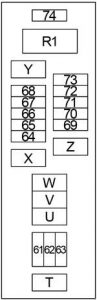 Infiniti M37 - fuse box diagram - engine compartment relay box no. 3 (only Hybrid)
