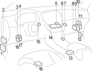 Infiniti M45 - fuse box diagram - passenger compartment