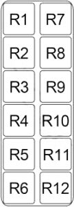 Infiniti QX4 - fuse box diagram - engine compartment relay box