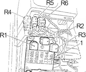 Infiniti QX4 - fuse box diagram - passenger compartment relay box