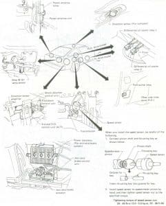 Nissan 300ZX - fuse box diagram - relay location (Power Antenna Timer / Differential Oil Cooler Relay No.1 & No.2 / Fuel Pump Relay)