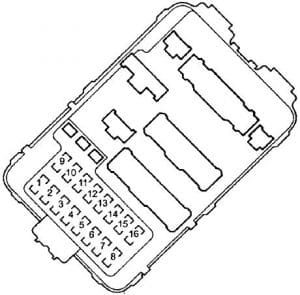 Acura TL - fuse box diagram - passenger compartment fuse box no. 2