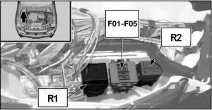 BMW X1 (E84) - fuse box diagram - engine compartment fuse box (diesel N47)