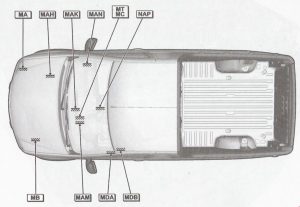 Lada Largus - Расположение клемм массы автомобиля Фургон