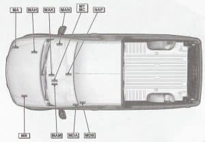 Lada Largus - Расположение клемм массы автомобиля Фургон