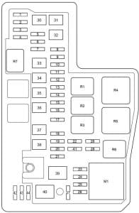 Toyota RAV4 (XA40) - fuse box diagram - engine compartment fuse box (type 2)