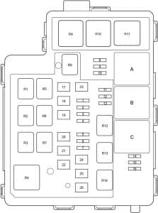 Toyota RAV4 (XA40) - fuse box diagram - engine compartment relay box (type 1)