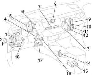 Toyota RAV4 (XA40) - fuse box diagram - passenger compartment (LHD)