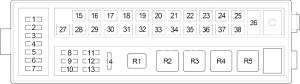 Lexus IS 220d - fuse box diagram - engine compartment fuse box no. 2 (LHD)