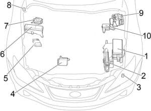 Lexus IS 300 - fuse box diagram - engine compartment LHD