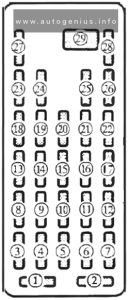 Mazda Astina (1995 - 1998) - fuse and relay box diagram - passenger compartment fuse box