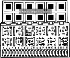 Volkswagen Polo (6N/6KV; 1994 - 1996) - fuses and relay box diagram - passenger compartment