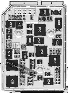 Chevrolet Cruze (J400; 2016 - 2019) - fuse and relay box diagram - engine compartment