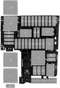 Volkswagen Passat (B9; 2024 - 2025) - fuse and relay box diagram - engine compartment (fuse holder B)